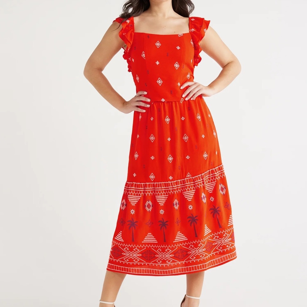 Sofia By Sofia Vergara Red Patterned Skirt Set - image 1